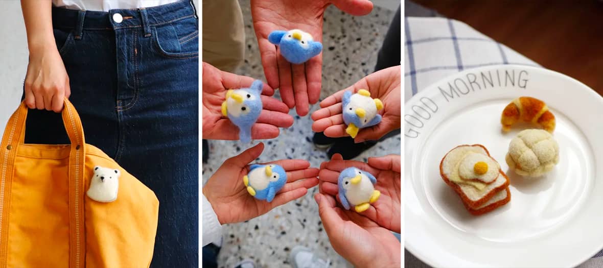 Atelier cr&eacute;atif de feutrage pour r&eacute;aliser des figurines kawaii en laine &agrave; Paris