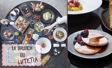 Lunch with eggs Bénédicte, juice, hot drinks, a burger with Beaufort and bacon or pasta with shellfish Lutetia Brunch